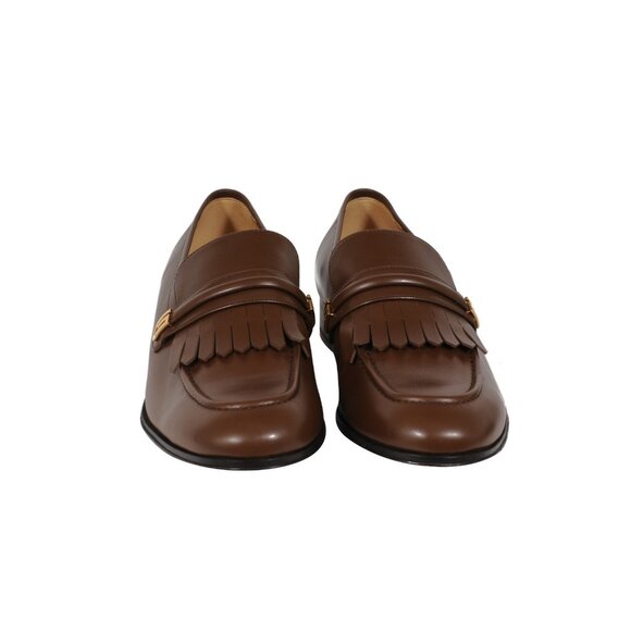 Gucci Mens Mirrored G Fringe Loafers Size US 12.5 UK 11.5 Brown Leather Slip On main image 5